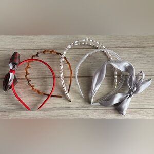Bundle of Stylish Headbands in White, Red, Brown, Gold and Gray
